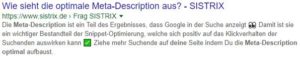 Keyword / Wie sieht eine optimale Meta-Description aus?